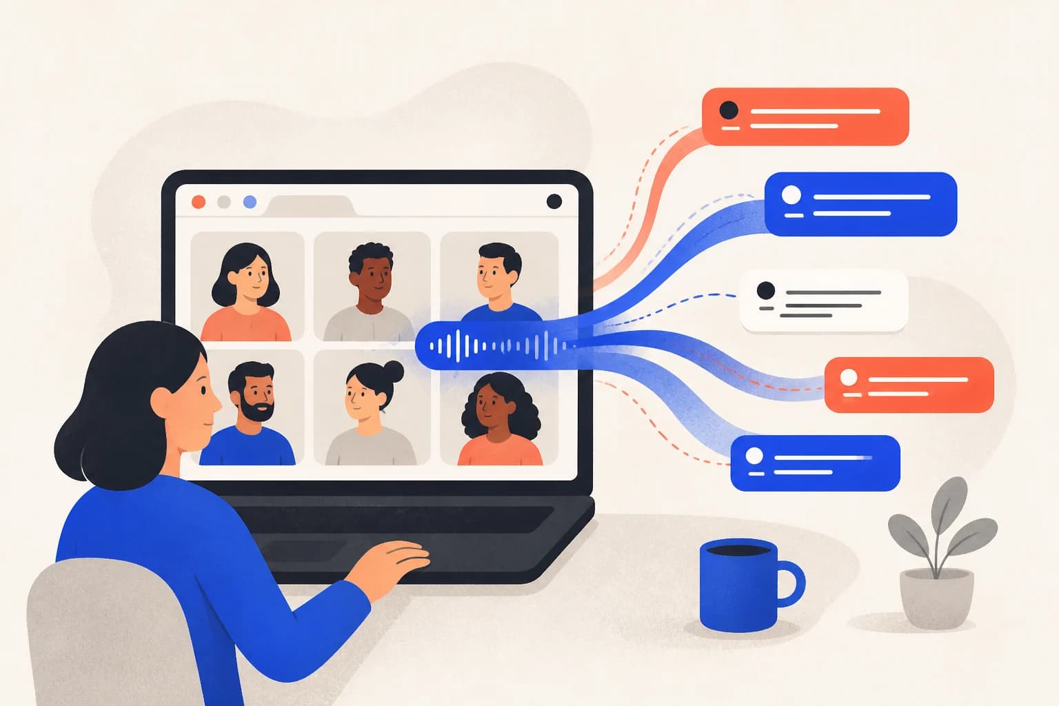 Online meeting speech becoming multilingual caption cards
